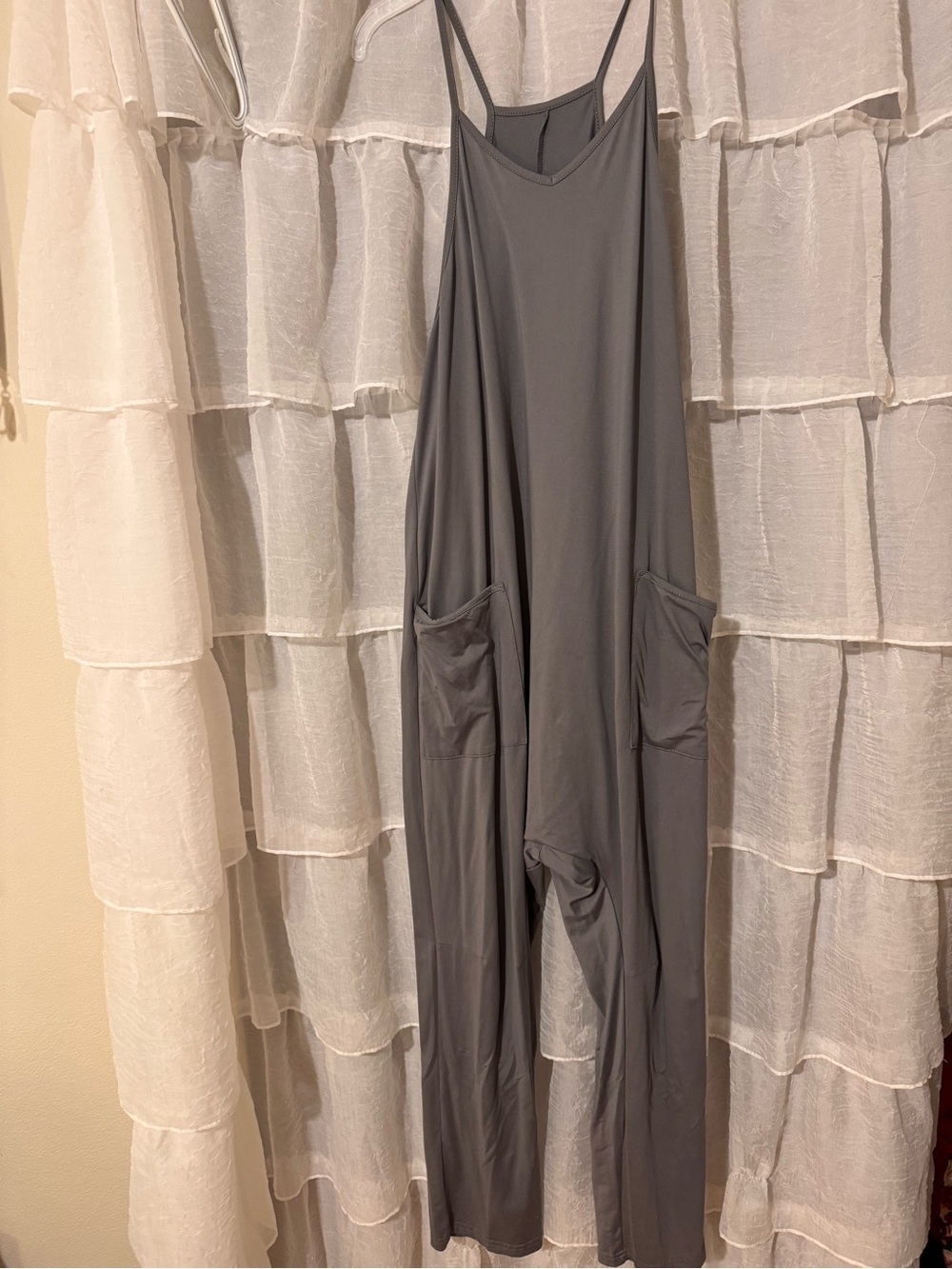 Women’s Gray Strappy Swim Cover-Up Jumpsuit